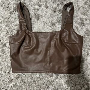 Brown Express Leather crop top